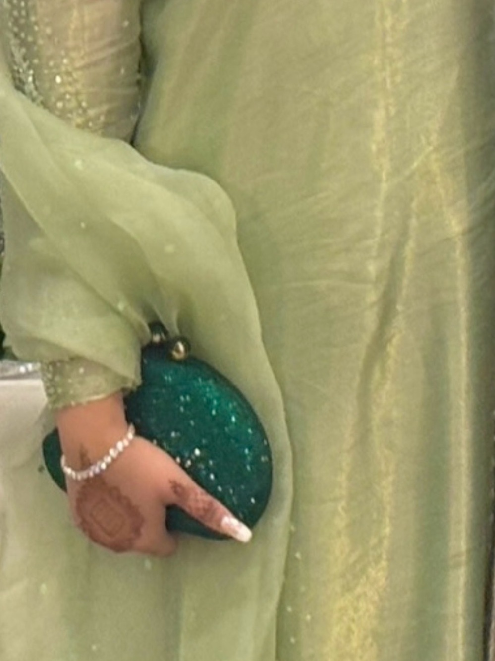 Farida Hasan Mint Green Embellished Women’s Dress - Picture 5 of 6